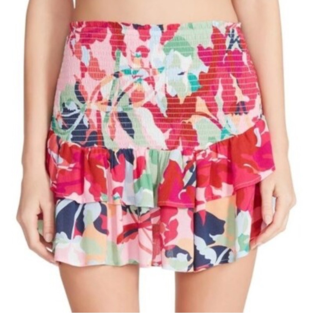 Floral Ruffle Mini Skirt